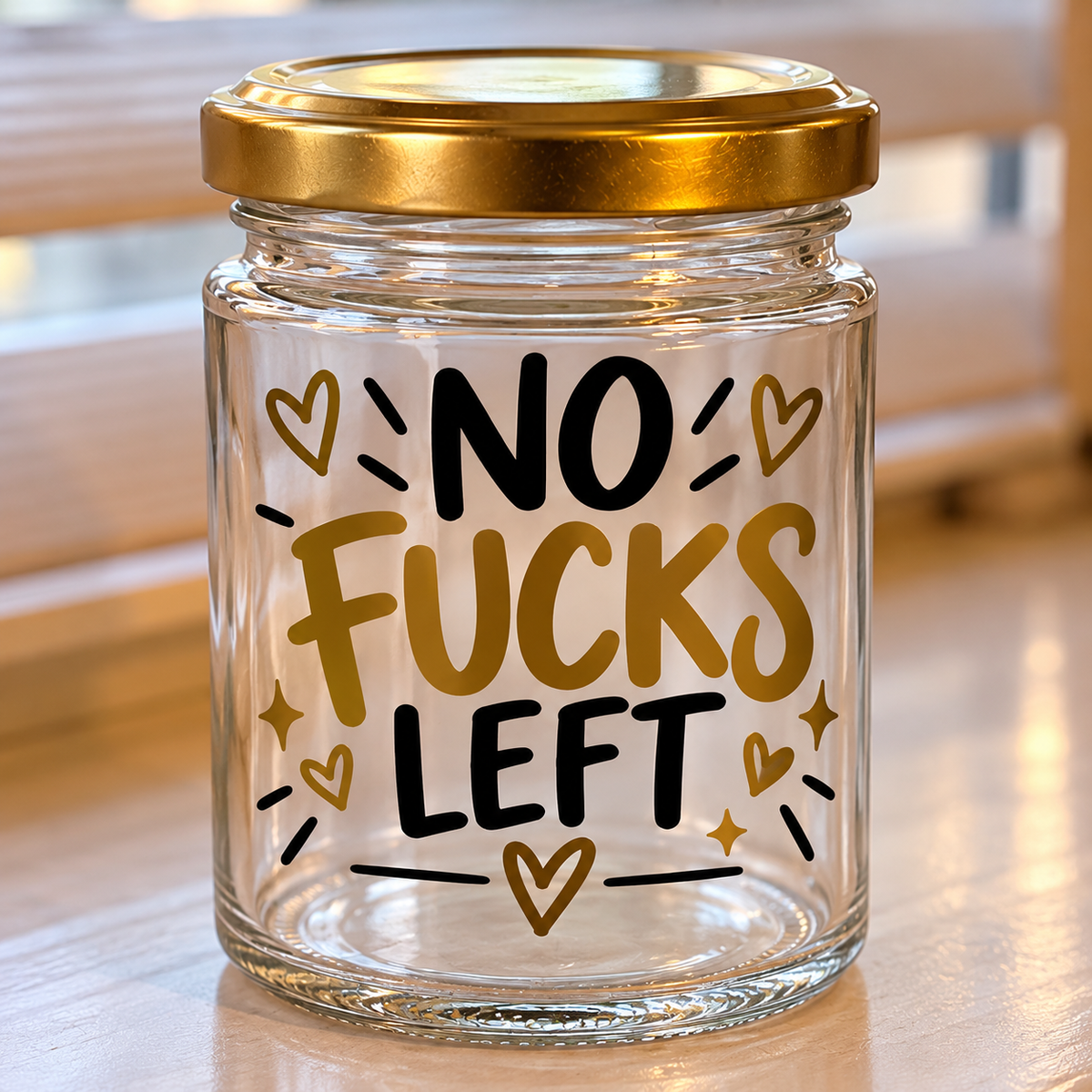 NO FUCKS LEFT | Funny Glass Storage Jar 🖤✨