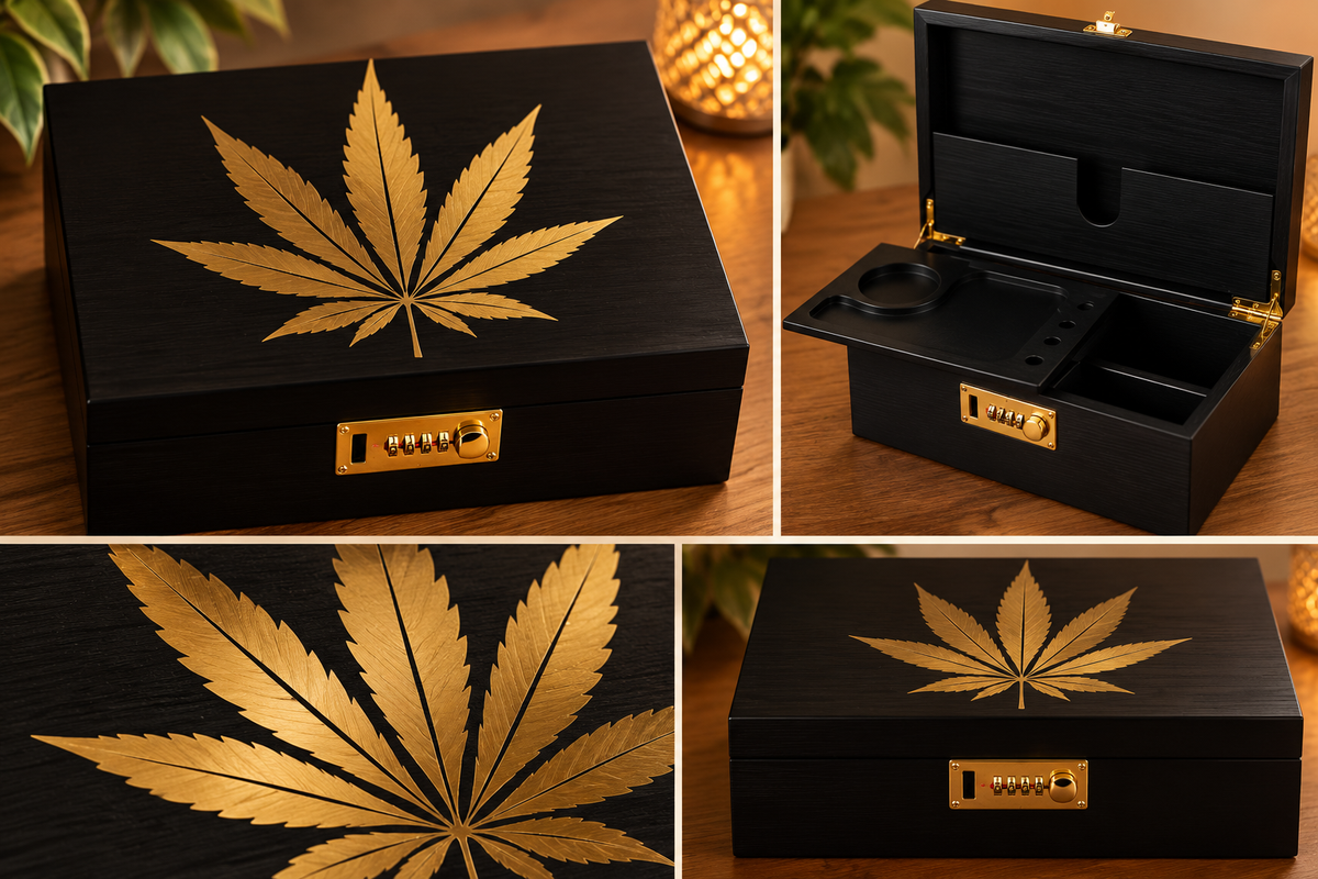 🖤✨ BLACK & GOLD | PREMIUM LOCKABLE STASH BOX ✨🖤