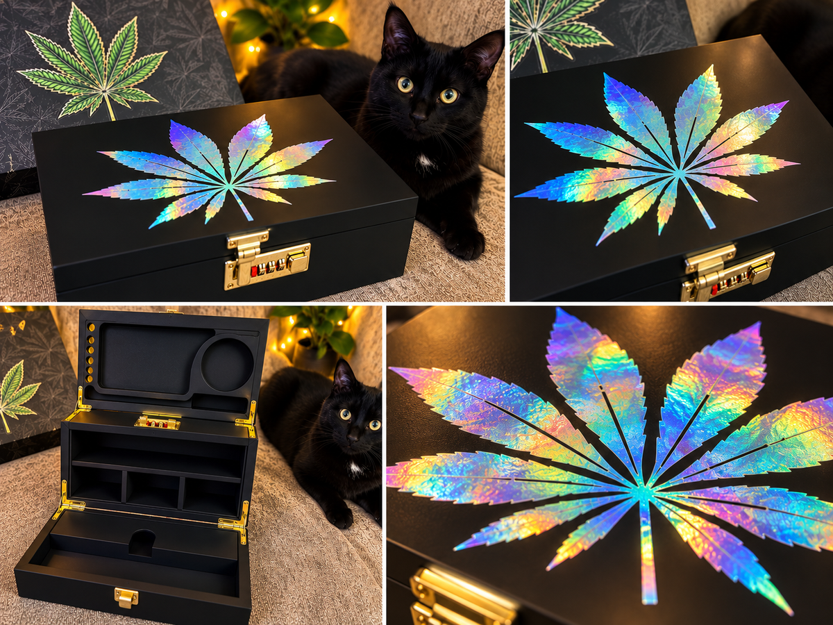 Holographic leaf stash lockbox.