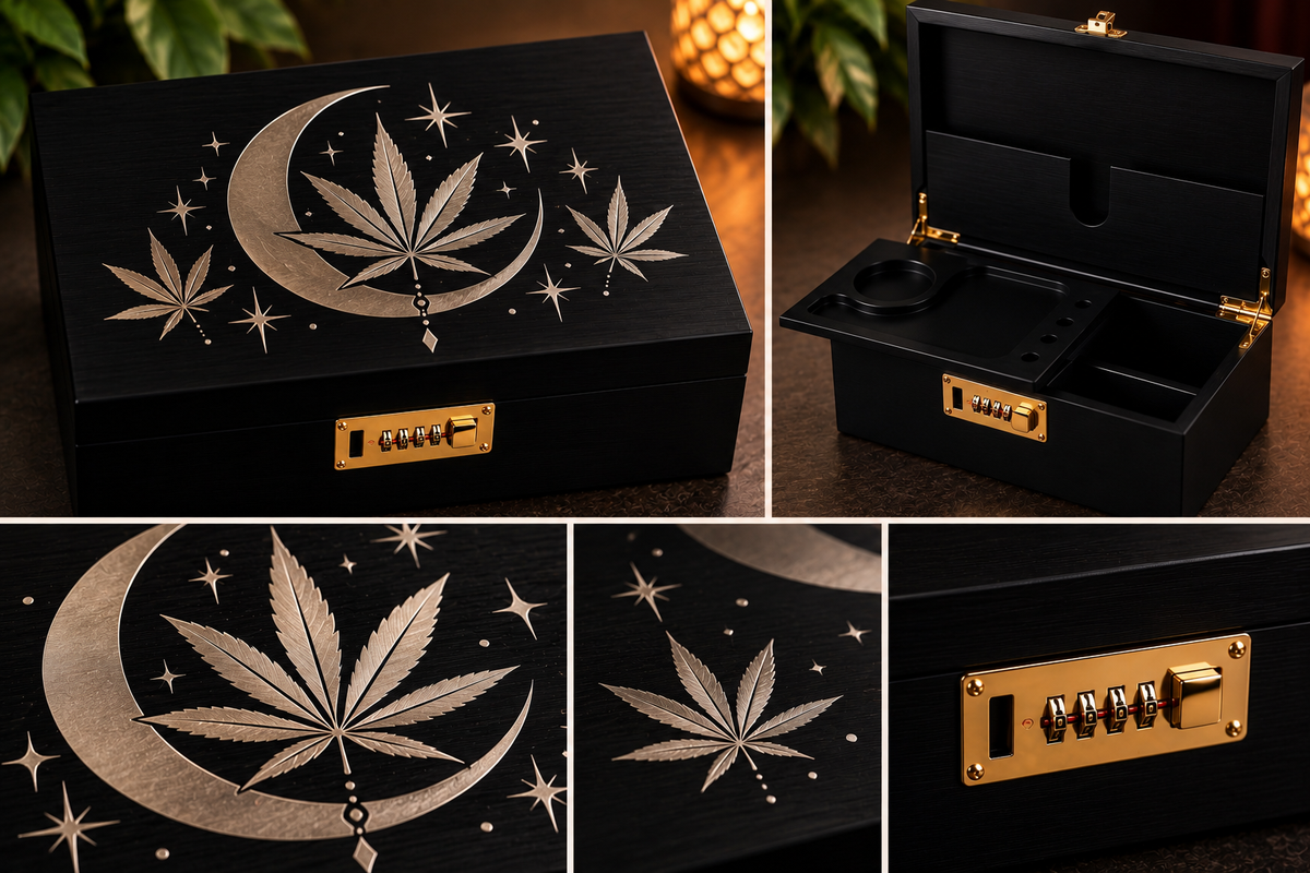 Silver and black Celestial Stash Box 🌙✨ | Luxury Combination Lock Box