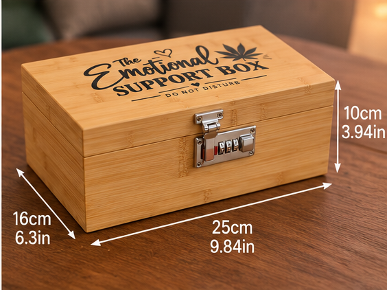 The Emotional Support Box | Bamboo Lockable Stash Box