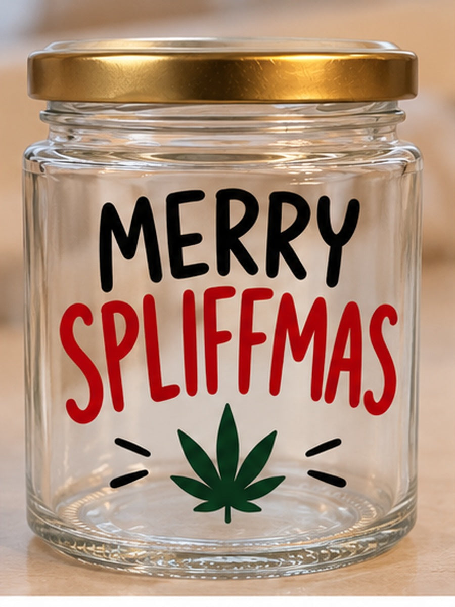 MERRY SPLIFFMAS | Funny Christmas Glass Jar